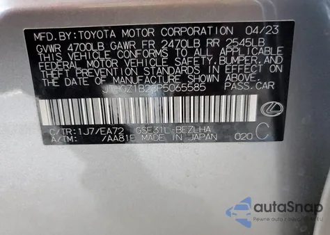 2023 Lexus Is 350 F Sport Design из США, поврежденный, VIN JTHGZ1B28P5065585